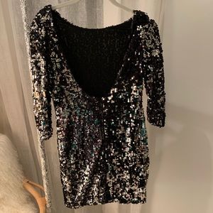 Backless sequin mini dress